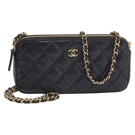 chanel black quilted wallet